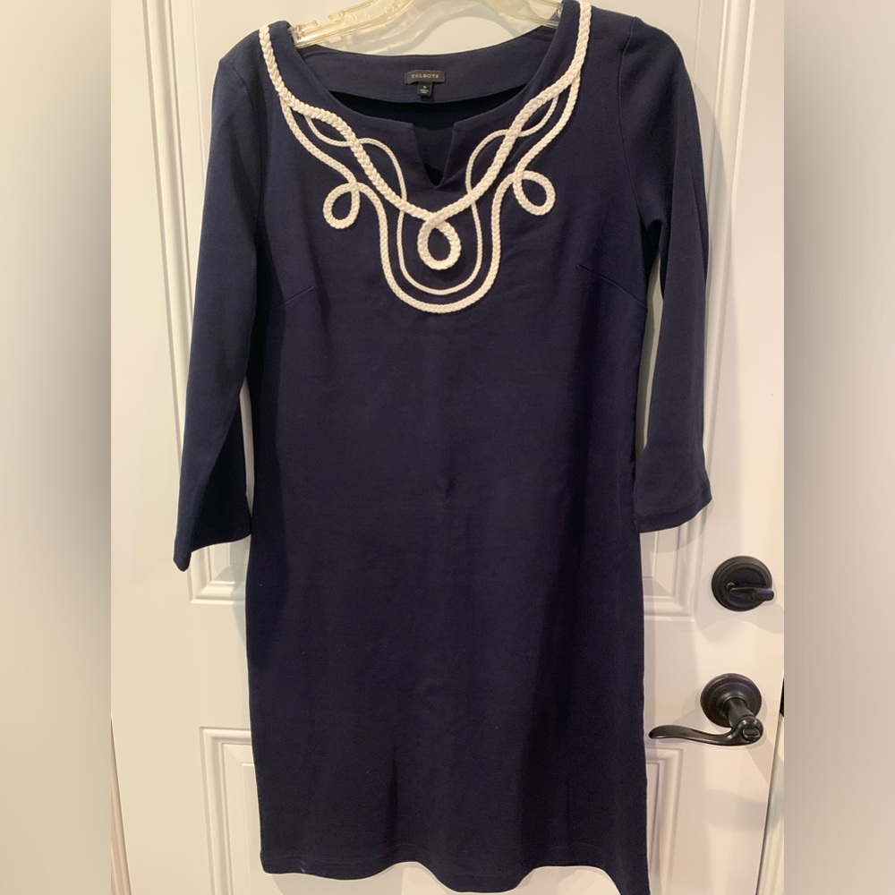 Talbots Rope Trim Knit Shift Dress - Size Small